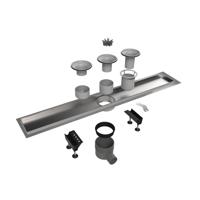 Easy Drain Multi inbouwdeel RVS zonder rooster met RVS flens waterslot 30/35/50mm 110cm inbouw diepte vanaf 79mm met zijuitloop edmipr1100