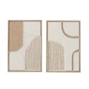 J-Line Schilderij Vormen Papier Wit|Beige Assortiment Van 2