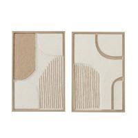 J-Line Schilderij Vormen Papier Wit|Beige Assortiment Van 2 - thumbnail