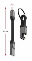 Swissten Magnetische Sleutelhanger USB-C naar USB-A Kabel - 9.7 CM - Zwart