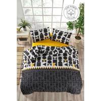 Completo letto - 1 copripiumino 220 x 240 cm + 2 federe 60 x 60 cm - 100% cotone rinforzato - Nero