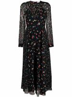 RED Valentino robe longue à fleurs - Noir