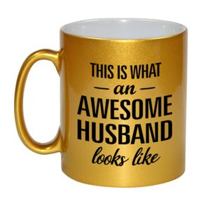Awesome husband / echtgenoot gouden cadeau mok / beker 330 ml