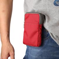 Multifunctionele casual sport mobiele telefoon dubbele rits taille pack diagonale tas voor 6 9 inch of onder smartphones (rood)