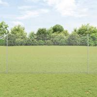 VidaXL Hek met paal zilver 1,5 x 25 m staal
