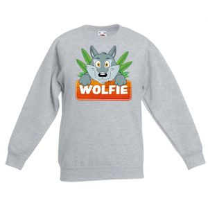 Sweater grijs voor kinderen met Wolfie de wolf