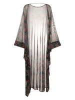 Amir Slama caftan transparent à fleurs - Noir - thumbnail