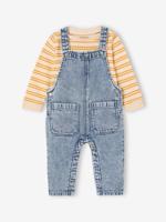 Babyset gestreept T-shirt en jeans tuinbroek double stone