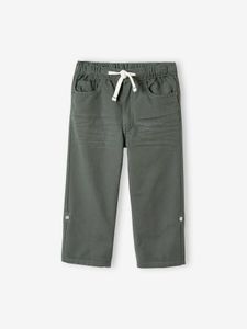 Onverwoestbare pantalon die kan worden omgevormd tot jongesbermuda grijsgroen