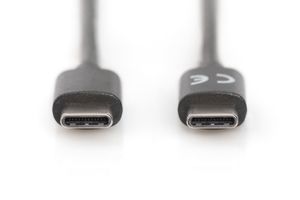 Digitus USB-kabel USB 2.0 USB-C stekker, USB-C stekker 1.80 m Zwart Rond, Stekker past op beide manieren, Afgeschermd (dubbel) AK-300138-018-S