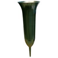Grafvaas groen - 31 cm - kunststof - met prikker - begraafplaats/grafdecoratie