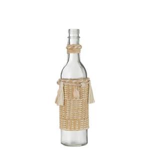 J-Line decoratie fles Met Schelpen - glas - naturel