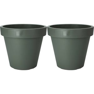 Pro Garden Plantenpot/bloempot - 2x - Tuin buiten - kunststof - donkergroen - D50 cm - Plantenpotten