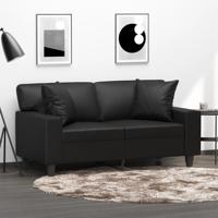 Sierkussens 2 st 40x40 cm kunstleer zwart - thumbnail
