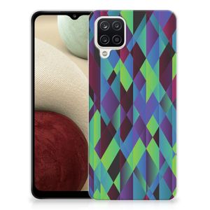 Samsung Galaxy A12 TPU Hoesje Abstract Green Blue