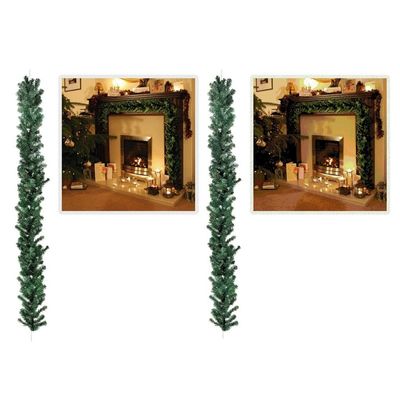 2x Kerstversiering guirlande groen 270 cm
