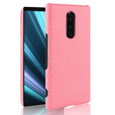 Shockproof Crocodile Texture PC + PU Case for Sony Xperia 1 (Pink)