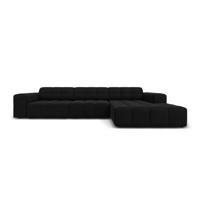 Cosmopolitan Design Chicago Hoekbank met Chaise Longue Rechts - Velvet - Zwart