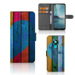 Nokia 3.4 Book Style Case Wood Heart - Cadeau voor je Vriend