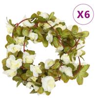 VidaXL Kerstslingers met bloemen 6 st 250 cm wit VidaXL Kerstslingers met bloemen 6 st 250 cm wit