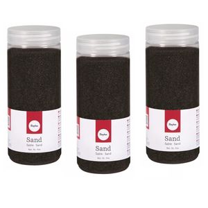 3x pakjes fijn decoratie zand zwart 475 ml