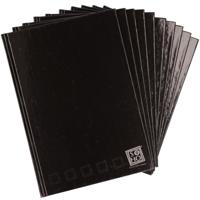 Notitieboek - 10x - zwart - A4 formaat - gelinieerd met kantlijn - harde kaft schrift