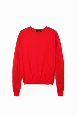 Trui bloemen texturen - RED - XL