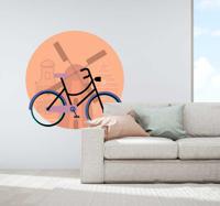 Muurstickers woonkamer Fiets en Windmolen