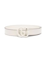 Gucci Kids ceinture en cuir à boucle logo - Blanc