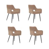 Bronx71 Velvet eetkamerstoel Mika taupe - Eetkamerstoelen set van 4