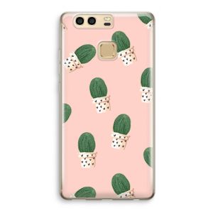 Cactusprint roze: Huawei P9 Transparant Hoesje