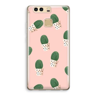 Cactusprint roze: Huawei P9 Transparant Hoesje
