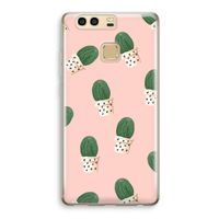 Cactusprint roze: Huawei P9 Transparant Hoesje