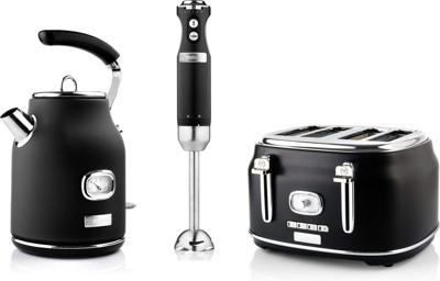 Westinghouse Retro waterkoker + broodrooster 4 sleuven + staafmixer - zwart