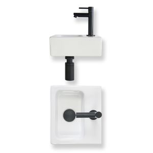 Fonteinset Baseline keramiek 28x25x9 cm wit glans