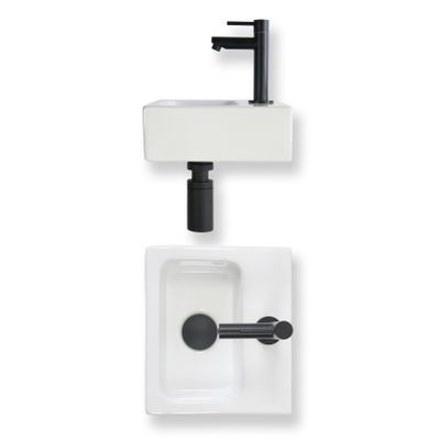 Fonteinset Baseline keramiek 28x25x9 cm wit glans