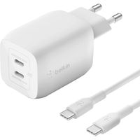 Belkin BoostCharge Pro 2-poorts USB-C GaN-wandlader met PPS (65 W) + USB-C/USB-C-kabel oplader