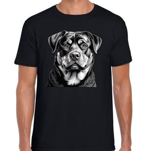Cadeau/verkleed T-shirt heren - zwart - Rottweiler hond - honden liefhebber