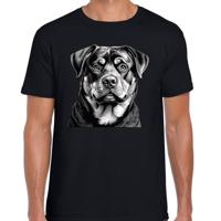 Cadeau/verkleed T-shirt heren - zwart - Rottweiler hond - honden liefhebber