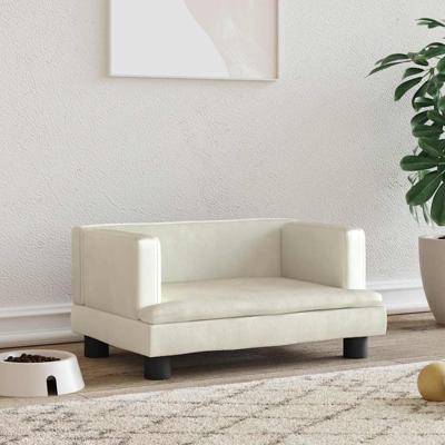 VidaXL Hondenmand 60x40x30 cm fluweel crèmekleurig