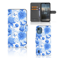 Hoesje voor Nokia C12 Flowers Blue - thumbnail