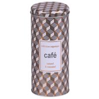 Koffie pads bewaarblik - metaal - retro print - 8 x 18 cm - koffiepads