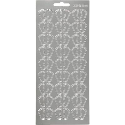 Creativ Company Stickers, voeten, vel 10x23 cm, zilver, 1 vel
