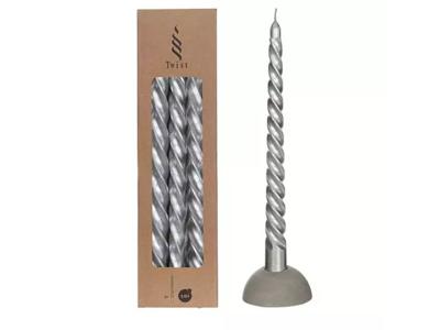 Twisted candles set 3 st, silver metallic - Hortus