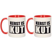 Set van 2x stuks kerst is kut koffiemokken / theebekers rood Kerstmis kerstcadeau 300 ml - thumbnail