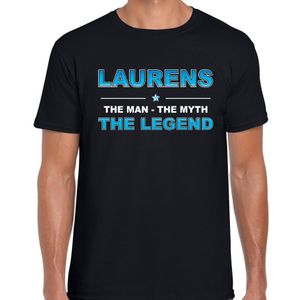Naam cadeau t-shirt Laurens - the legend zwart voor heren