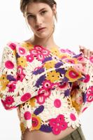 Multicolor gehaakte trui - WHITE - S