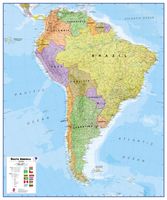 Wandkaart Zuid Amerika politiek, 100 x 120 cm | Maps International - thumbnail