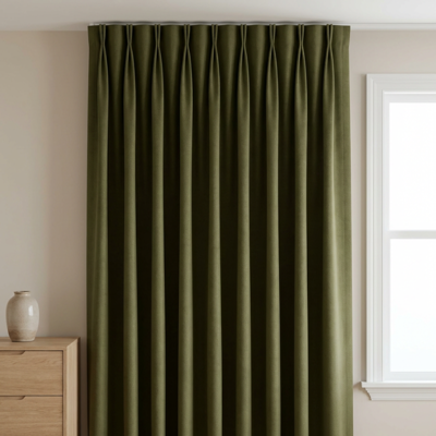 Gordijnen 100% Verduisterend - Haken - Olijfgroen 250x300 Cm - Microvezel - Dekbed-Discounter.nl