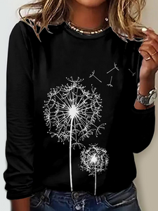 Dandelion Casual Crew Neck Long Sleeve Shirt